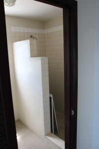 the showers are very small-- we will probably try to bump one out to make an outdoor shower for a bedroom  but it isn't possible to do this with the two other showers