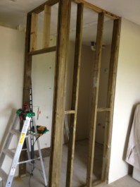 framing the new bathroom with added shower