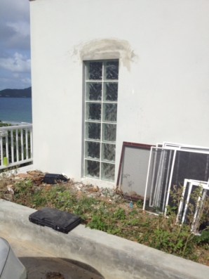 new 'window' of wavy glass block exterior still lets in the light-- but seriously reduces the 'eek' factor